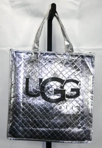 UGG Australia Silver & Black Reusable Tote Bag Size 14"X4"X15.5" - Picture 1 of 4
