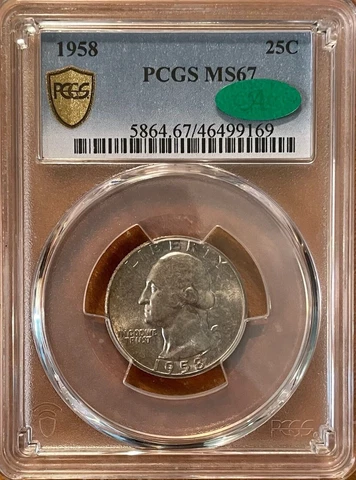 1958 Washington Quarter *PCGS Gold Shield MS67* CAC Approved!!! Cover