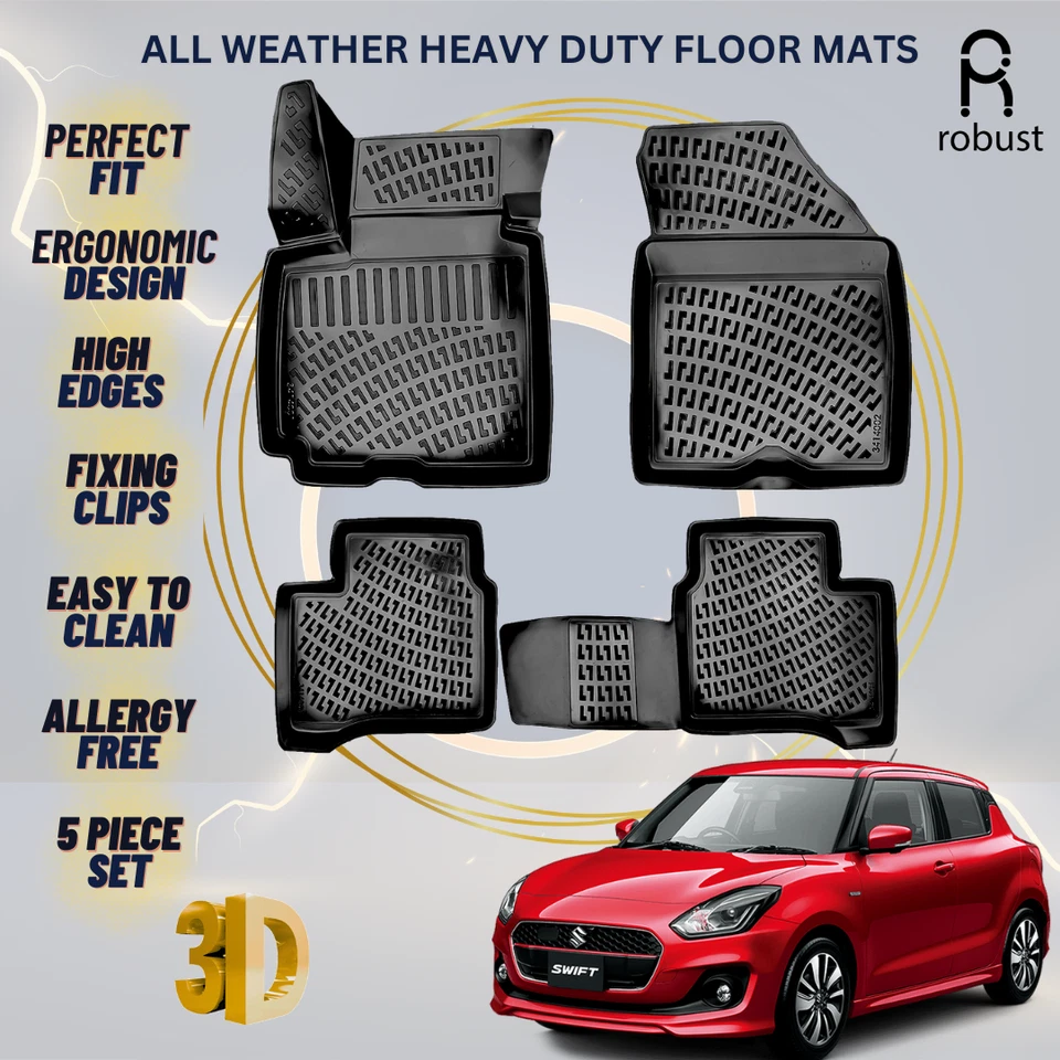Alfombrillas forros para Suzuki Swift 2017-2024 alfombras de coche 3D de alta resistencia para todo clima Foto 1 de 4