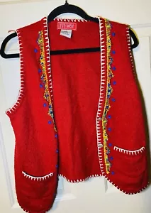 Ivy Wear Vintage Perline Natale Rosso Maglione Gilet Nativi Americani Tasca Bottoni, M - Foto 1 di 6