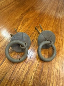 Cabinet, Door, pull Ring Set of 2 Rustic Rusty Hand Forged made in Mexico - Picture 1 of 8