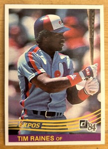 1984 Donruss Tim Raines Baseball Card #299 Expos Outfield Print Bleed On Border