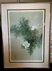 David Lee 1978 Floral Watercolor Painting On Silk - Framed