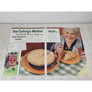 Vintage 1937 Ad Royal Baking Powder Lou Gehrig Mother Grapefruit Pudding Recipe - Picture 1 of 10