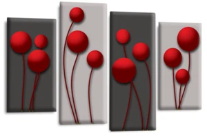 Arte de pared floral rojo sala de estar dormitorio cuadro de lienzo enmarcado listo para colgar - Imagen 1 de 6