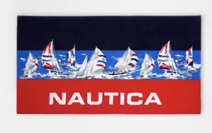 Authentic 100% Cotton Nautica Beach Towel 35x66” New SAILBOATS - Picture 1 of 11