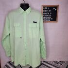 Spicy Tuna Vented Button Down Shirt Mens s/L Green Nylon Outdoor Fishing