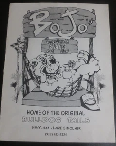 BoJo's boardwalk Cafe Lake Sinclair Macon Georgia Menu 1990's - Picture 1 of 7