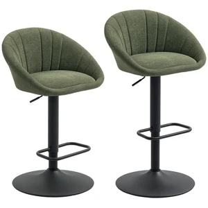 Bar Stools Set Adjustable Swivel Upholstered Counter Chairs Footrest Steel Green - Picture 1 of 12