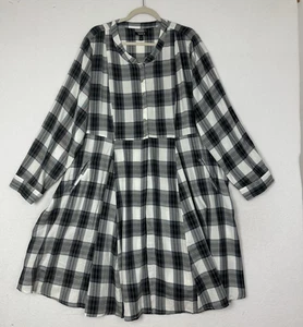 TORRID Black White Voile Plaid Button Long Sleeve Kimono Plus Size 4X - Picture 1 of 12