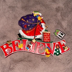 Mary Engelbreit Christmas “Believe” Wall Hanging 11.5”x8” - Picture 1 of 4