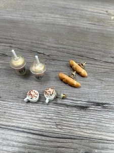 Pendientes Panadería, Café, Pendientes Pan Baguette, Desayuno Lote De 3 - Imagen 1 de 8