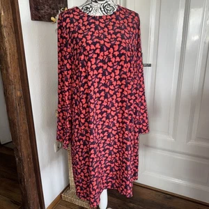 Glamorous Curve Sommerkleid Rot Blau Gr. 46 Langarm Knielang Kleid A Linie - Bild 1 von 11