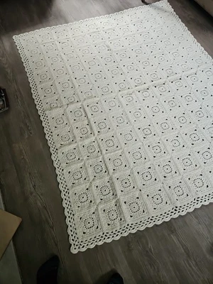 Aphgan Handmade Crocheted Vintage 65"x52" Machine Washable Soft Not Cotton - Image 1 of 4