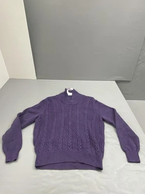 Jos A Bank Sweater Mens Small Purple Cable Knit Quarter Zip Cotton Pullover - Image 1 of 4