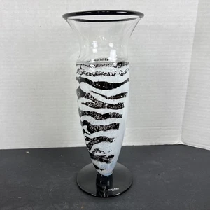 Kjell Engman Kosta Boda Sweden Signed Safari Zebra 12” Blown Glass Vase 49357 - Picture 1 of 7