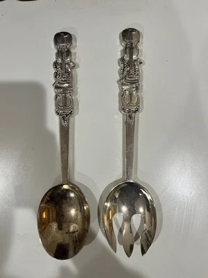 "Violín Godinger plateado, juego de servir con mango de arpa, tenedor, cuchara musical 12""" Foto 1 de 4