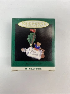 Hallmark Keepsake Message For Santa "Bear on a Bottle Miniature Ornament 1996 - Picture 1 of 4