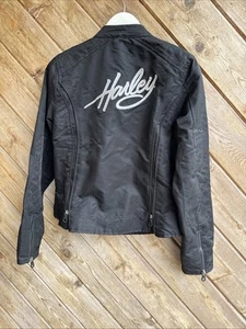 Harley Davidson Jacket Coat Womens Small Black Riding Script Jeweled Motorcycle - Picture 1 of 9