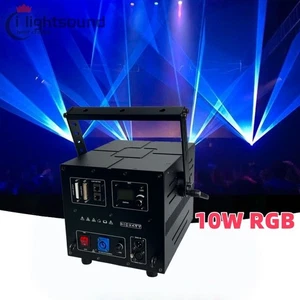 DJ Stage 10W RGB DMX512 Lazer Animation Laser Light Dance Disco Bar Night+case - Picture 1 of 14