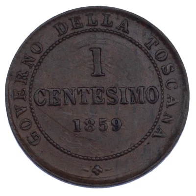 1859 Italian States Tuscany 1 Centesimo, UNC Condition C# 81 - Image 1 of 4