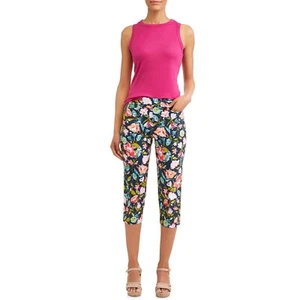 Nine.Eight Straight-Leg Mid Rise Capri, Floral Print, XL - Picture 1 of 4