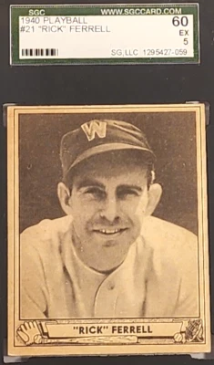 1940 PLAYBALL #21 RICK FERRELL SGC EX 5 HOF - Image 1 of 3
