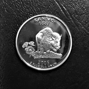 Cuarto de dólar S Proof Kansas State 2005 del juego de prueba original - Imagen 1 de 2