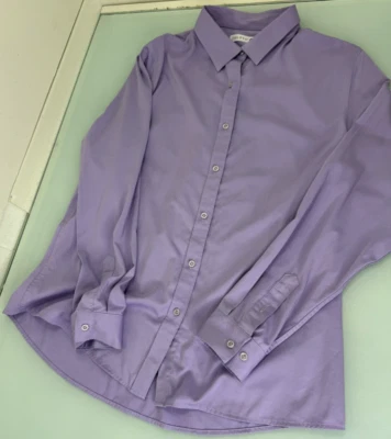 Camisa de mujer TOLOVIC talla grande L Blusa de mezcla elástica de bambú con botones morado Foto 1 de 4