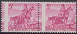 Stamp Australia 1960 Exploration of Northern Territory misperforated left pair - Foto 1 di 2