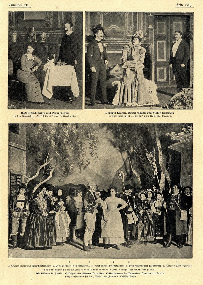 Gastspiel des Wiener Deutschen Volkstheaters im Deutschen Theater zu Berlin 1900 - Bild 1 von 1