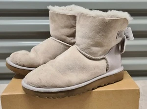 UGG Mini Bailey Bow Boots US 7 Womens Beige - Picture 1 of 11