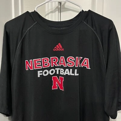 Nebraska Cornhuskers Shirt Mens Large Adidas Black Short Sleeve Gym Workout - Image 1 of 4