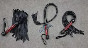 Juego de 3 Floggers Colas Trenzadas Cuero Calidad Premium Látigo Adulto Juego Bullwhip - Imagen 1 de 11