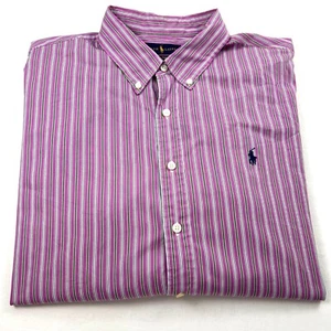 Ralph Lauren Para Hombres 120s Popelina Rayas Camisa Abotonada XXL Manga Larga Poni - Imagen 1 de 9