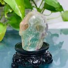 165G Natural Colourful Fluorite Hand Carved Crystal Skull Meditation Medium