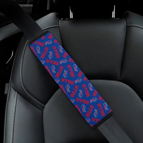 2pcs Buffalo Bills Car Seat Belt Pad Shoulder Pad Cover Comfortable Driving Cover