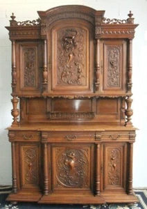 Antique French Provincial 19th Century Henri II Hunting Sideboard Walnut Dragons - Picture 1 of 12
