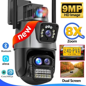 9MP Security Camera WiFi Wireless Outdoor 3 Lens IP Cam CCTV Video Surveillance - Picture 1 of 29