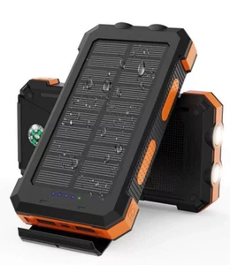 Externer Akku 10000mAh Solar Ladegerät mit LED Licht für Smartphone & Tablet - Bild 1 von 16