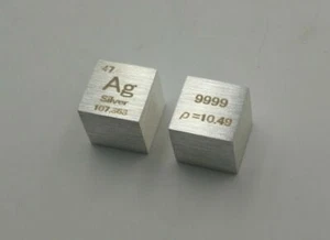 10mm Metal silver Cube 99.99% Pure Ag Density Cube Specimen Element Collection - Picture 1 of 16