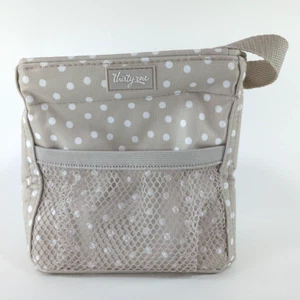 Thirty-One Mini Tote Gray Polka Dot Design Carry All Bag Metal Top Frame - Picture 1 of 15