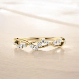 Hochzeit Damen Diamant Band rund 0,15 Karat Lab Created 1,5 mm 14k Gelbgold - Bild 1 von 9