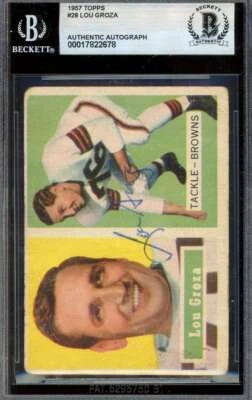 Lou Groza Beckett BAS Signed 1957 Topps Autograph - Image 1 of 2