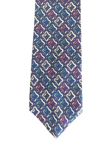 Vintage Christian Dior Monsieur Mens Necktie Tie Quatrafoil Navy Pattern Pointed - Picture 1 of 6