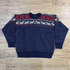 Maglione lana vintage Dale of Norway taglia media blu Fair Isle Birdseye pesante - Foto 1 di 11