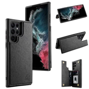 Leather Flip Wallet Card Holder Case Cover For iPhone 13 Pro Max 12 11 S22 Ultra - Picture 1 of 11
