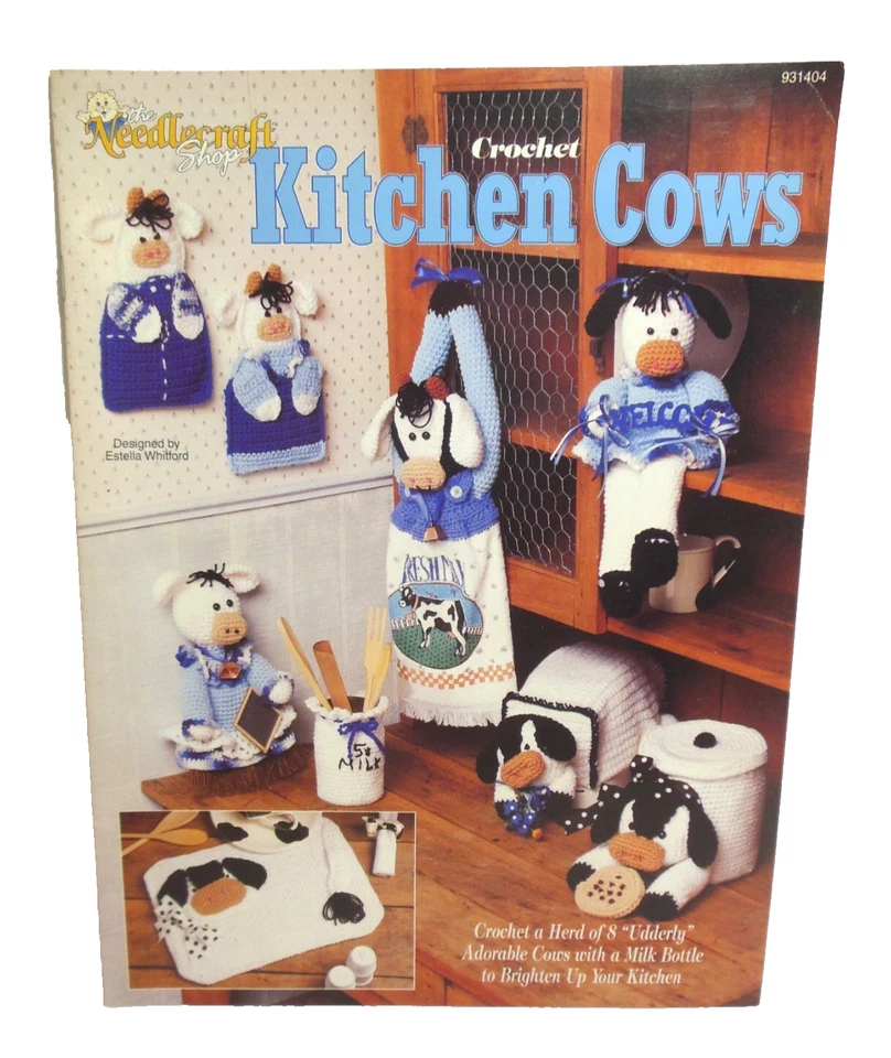 Kitchen Cows CROCHET PATTERNS Farmhouse Dairy Homesteading Decor Free US Ship VG - Image 1 of 2