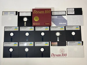 Lot of 14 Vintage 5" Floppy Disks - Microsoft Word, ASI 9000, MS-DOS, Untested - Foto 1 di 4