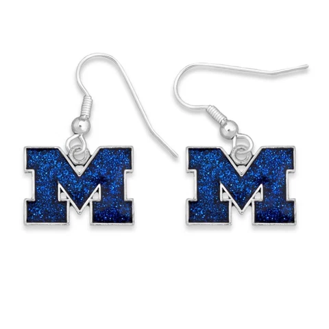 Michigan Wolverines Game Day Glitter Earrings Jewelry Gift Licensed UM Cover